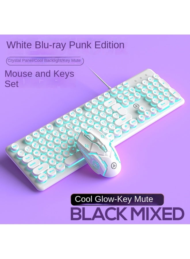V7 Crystal Mechanical Feel Gaming Wired Keyboard Round Punk Keycaps Backlit - Image 3