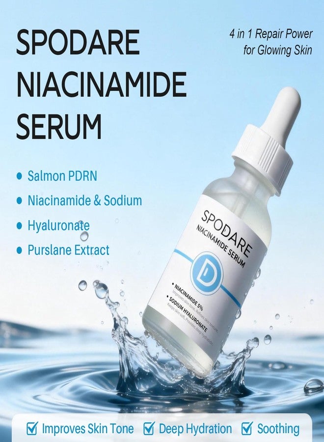 SPODARE Niacinamide Serum, Sodium Hyaluronate, Salmon PDRN, 1.01 fl.oz Facial Serum, Hydrating & Smoothing Care, Improve Skin Tone - 30ml - Image 2