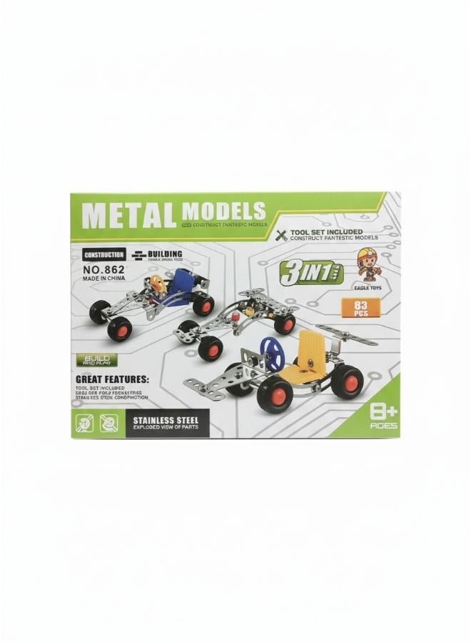 Metal Models 3-in-1 Construction Building Vehicle Model Toys No. 862 - Image 1