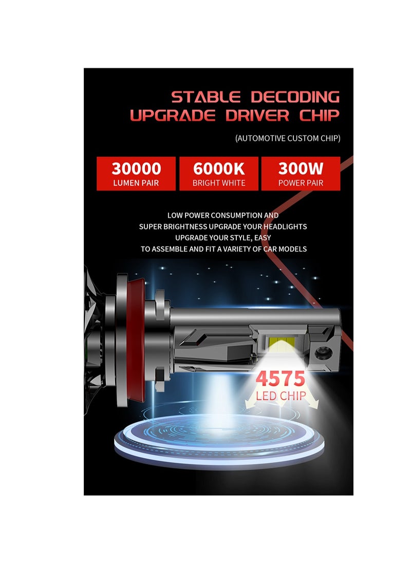 Toby's - Tobys TF150 9006 2 Pieces 300W Original Tested LED Headlight Bulb Assembly 30000 Lumens 150W/Piece Xtreme Bright With Color Temperature 6500K - Image 1