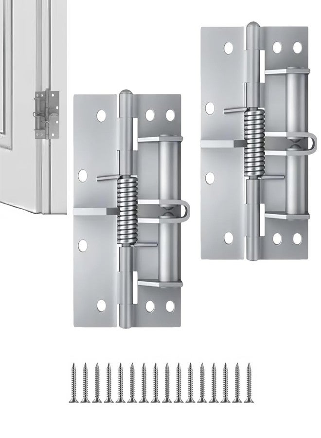 Xfopz 2-Pack 4-Inch Manganese Steel Automatic Self-Closing Door Hinges - Heavy-Duty Spring Hinges for Wooden Doors, 90-Degree Positioning - Image 1