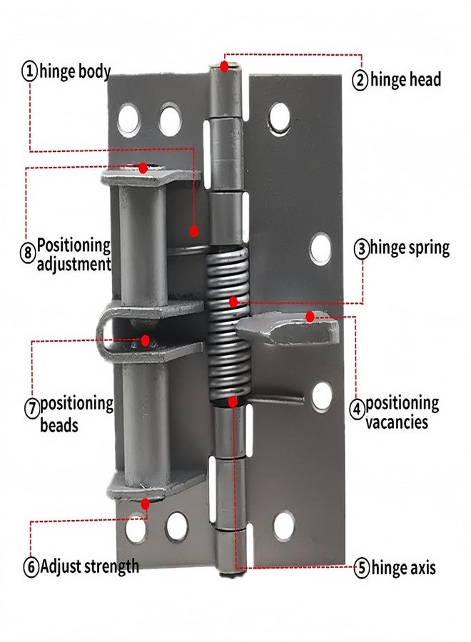 Xfopz 2-Pack 4-Inch Manganese Steel Automatic Self-Closing Door Hinges - Heavy-Duty Spring Hinges for Wooden Doors, 90-Degree Positioning - Image 3