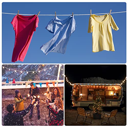 DEWEL 17.4FT/5.3M Stainless Steel Clothes Lines for Hanging Clothes Outside - DEWEL Clothesline Heavy Duty for Wire Curtain Hanging - Windproof Anti-sag Multipurpose Outdoor Clothesline - Image 3
