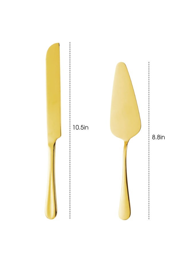 Elegant Cake Knife And Server Set, Thickened Stainless Steel Round Edge, Cake Pizza Dim Sum Bread Shovel, Suitable For Birthday Anniversary Celebrations, 2 Pieces, Gold  - Image 5