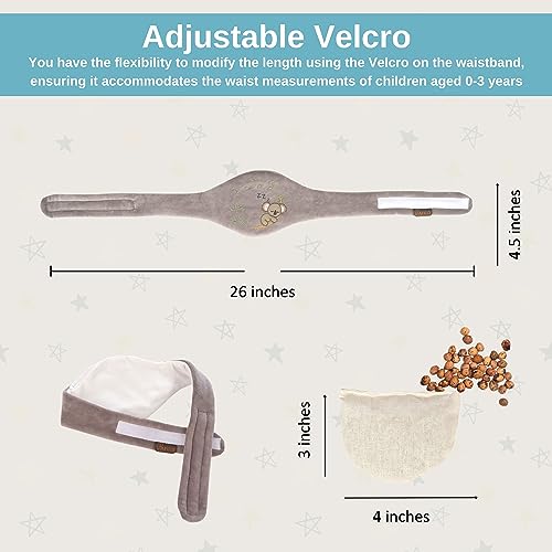 Pafuly Baby Colic Gas and Upset Stomach Relief for Newborns-100% Cherry Seed-Heated Tummy Wrap-Colic Baby Swaddling Belt for Natural Relief–Soothing and Calming (Gray) - Image 4