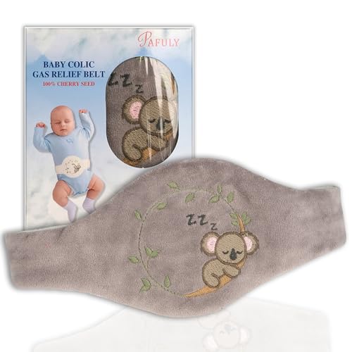 Pafuly Baby Colic Gas and Upset Stomach Relief for Newborns-100% Cherry Seed-Heated Tummy Wrap-Colic Baby Swaddling Belt for Natural Relief–Soothing and Calming (Gray) - Image 1