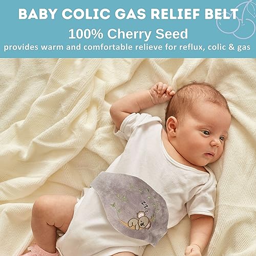 Pafuly Baby Colic Gas and Upset Stomach Relief for Newborns-100% Cherry Seed-Heated Tummy Wrap-Colic Baby Swaddling Belt for Natural Relief–Soothing and Calming (Gray) - Image 2