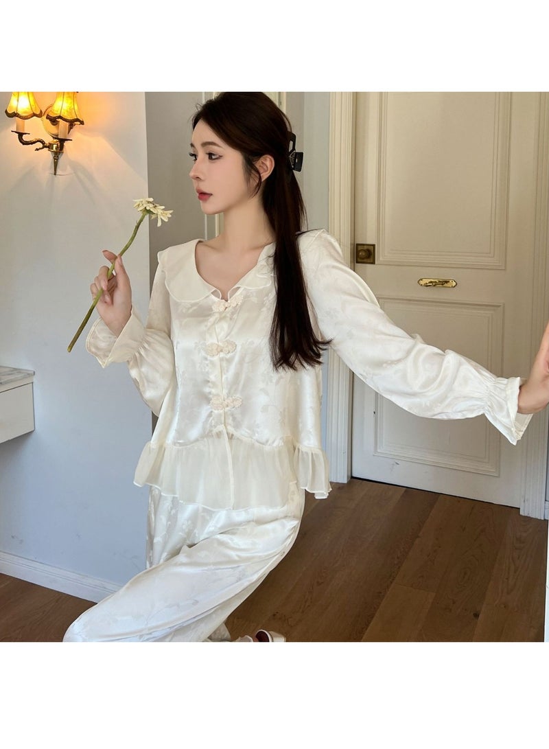 KUYING New Two-Piece Set Of Ice Silk Pajamas - Image 1