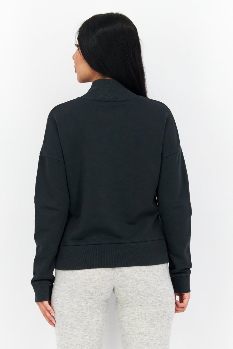 Lyle & Scott Women Surplice Neckline Embroidered Logo Sweatshirt, Dark Grey - Image 3