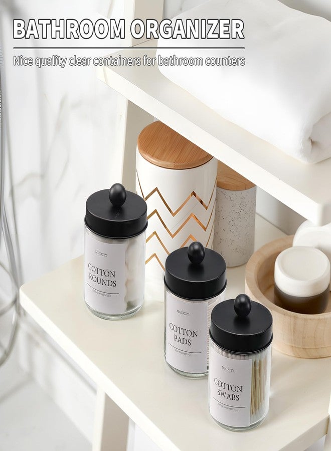 MHDCLY Bathroom Organizers and Storage,4 Pack Bathroom Accessories,Bathroom Decor,Home Decor,Bathroom Storage and Organization,Qtip Holder for Room Decor Aesthetic (Black lids) - Image 2