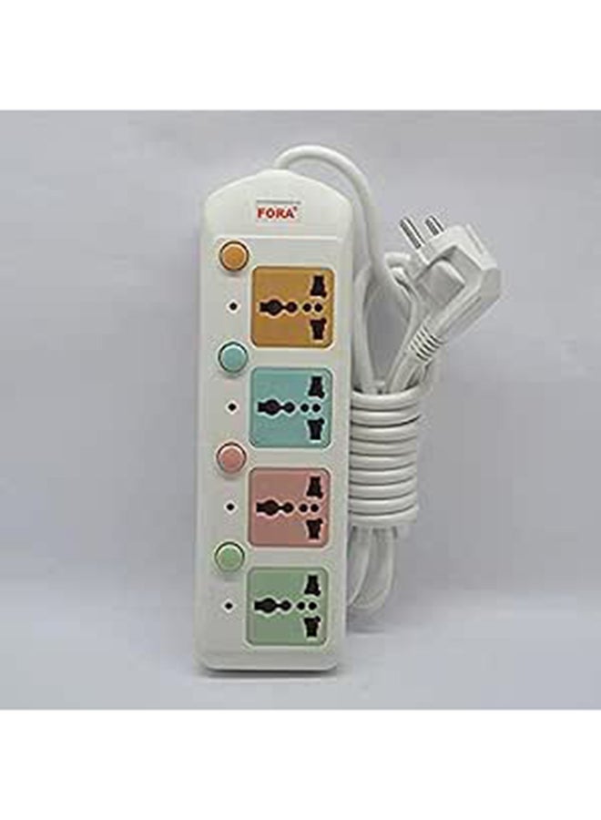 Fora 10a Extension Socket With 4 Way Cable Ac Conducting Plugs 3m