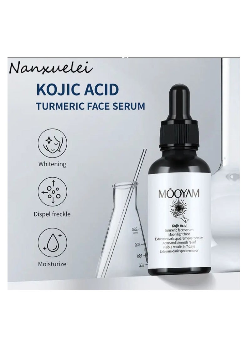 MOOYAM Turmeric Kojic Acid Serum Dark Spot Corrector Serum, Dark Spot Remover Serum for Face and Body, Skin Brightening Face Serum Reduces Hyperpigmentation, Age Spots, Sun Spot - 30ml  - Image 2