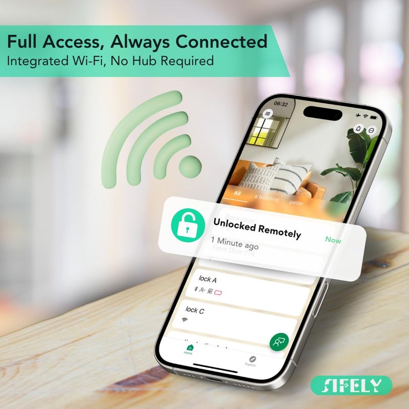 Sifely Built-in WiFi Fingerprint Smart Deadbolt with Keypad â€“ Keyless Entry Lock for Home, Airbnb, Rental, Kids/Seniors, Remote App Access, Auto Lock, DIY Setup (No Gateway Needed), Alexa & Google Compatible - Image 3