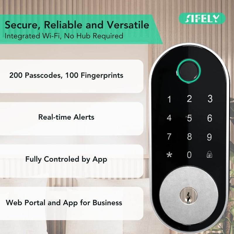 Sifely Built-in WiFi Fingerprint Smart Deadbolt with Keypad â€“ Keyless Entry Lock for Home, Airbnb, Rental, Kids/Seniors, Remote App Access, Auto Lock, DIY Setup (No Gateway Needed), Alexa & Google Compatible - Image 4