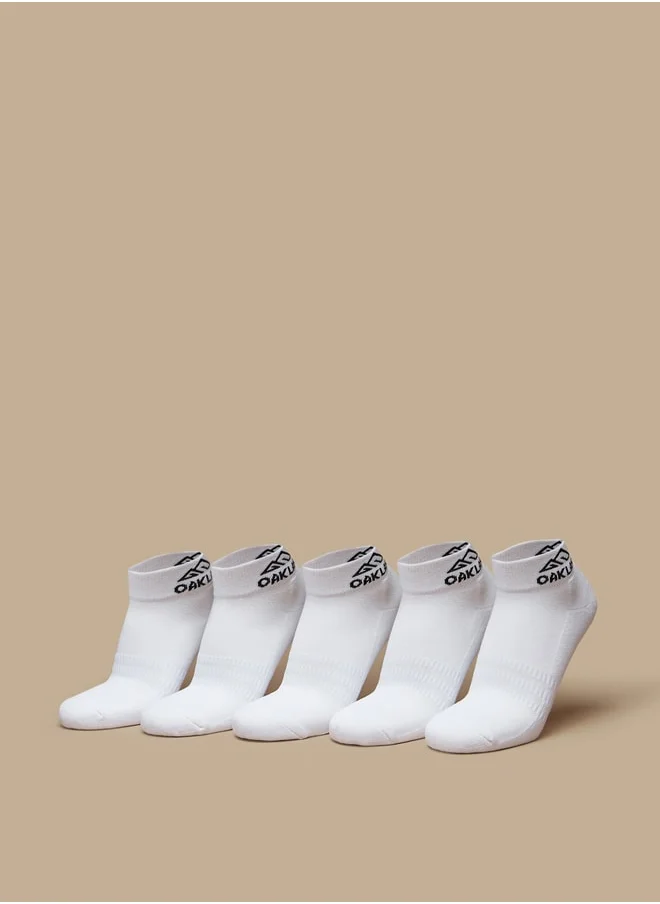 OAKLAN Men's Logo Print Ankle Length Sports Socks - Set of 5