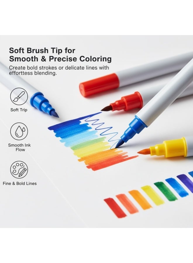 CHEN GUAN 18 Color Children’s Painting Marker Pens – Assorted Colors, Water-Based Soft Tip Art Marker Set for Kids & Adults | Washable Non-Toxic Brush & Fine Line Pens for Drawing, Coloring, Rock, Wood, Fabric, Glass, Canvas & Craft Projects, Ideal for Kindergarten Learning Supplies - Image 3