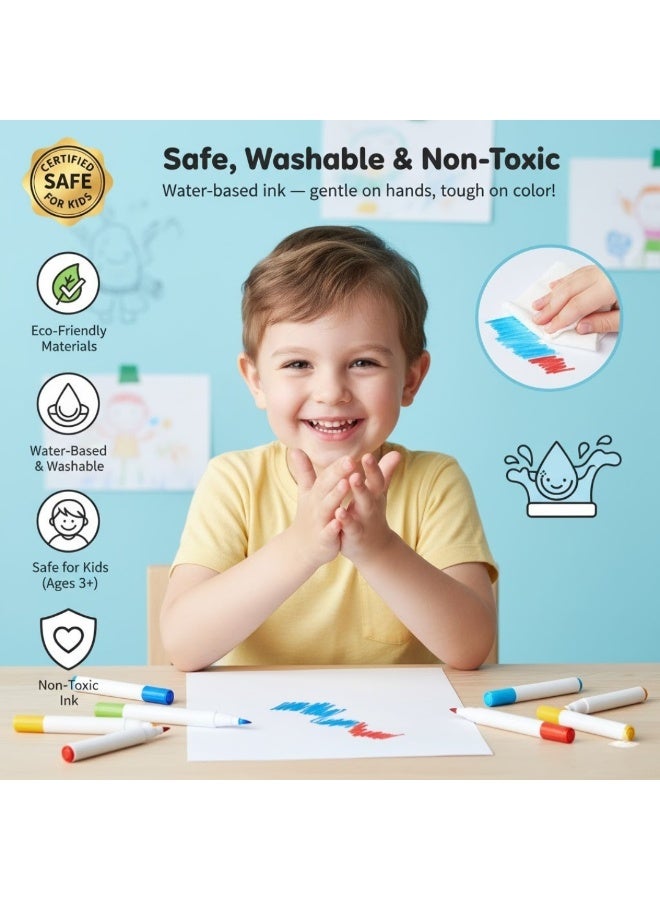 CHEN GUAN 18 Color Children’s Painting Marker Pens – Assorted Colors, Water-Based Soft Tip Art Marker Set for Kids & Adults | Washable Non-Toxic Brush & Fine Line Pens for Drawing, Coloring, Rock, Wood, Fabric, Glass, Canvas & Craft Projects, Ideal for Kindergarten Learning Supplies - Image 4