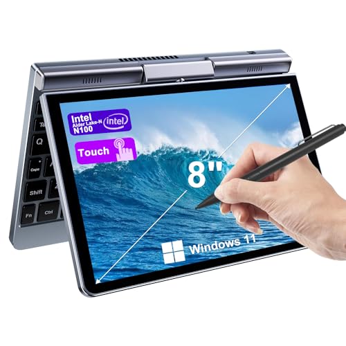 Crelander 2-in-1 Mini Laptop | 8-Inch Touchscreen Portable Small Pocket Computer | Intel 12th Gen N100 Processor | 12GB DDR5 RAM 1TB SSD | PD 30W Charging | WiFi6 BT5.2 |Backlit Keyboard |Windows 11 - Image 1