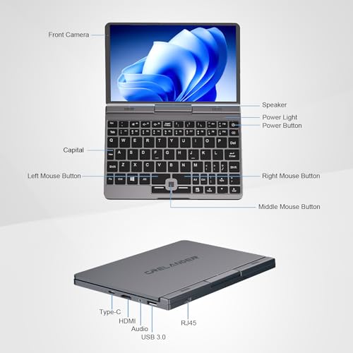 Crelander 2-in-1 Mini Laptop | 8-Inch Touchscreen Portable Small Pocket Computer | Intel 12th Gen N100 Processor | 12GB DDR5 RAM 1TB SSD | PD 30W Charging | WiFi6 BT5.2 |Backlit Keyboard |Windows 11 - Image 5