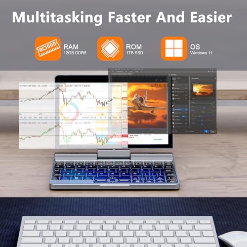 Crelander 2-in-1 Mini Laptop | 8-Inch Touchscreen Portable Small Pocket Computer | Intel 12th Gen N100 Processor | 12GB DDR5 RAM 1TB SSD | PD 30W Charging | WiFi6 BT5.2 |Backlit Keyboard |Windows 11 - Image 3