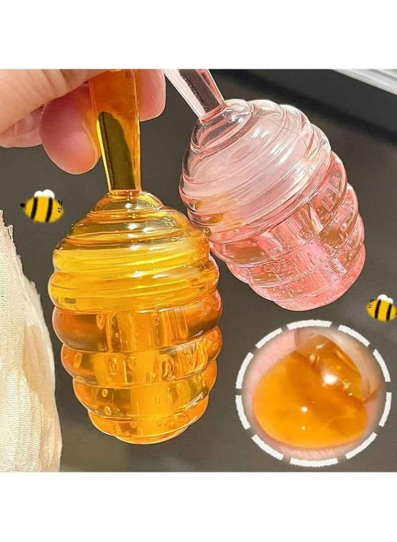 DIXI Honey Lip Oil Set, 2pcs Moisturizing Cute Lip Gloss Gift Set, Jelly Honey Lip Oil Gloss, Colorless Lip Care Oils For Very Dry Lips, Plumping & Hydrating Lip Glow Oil Lip Care Products - Image 1