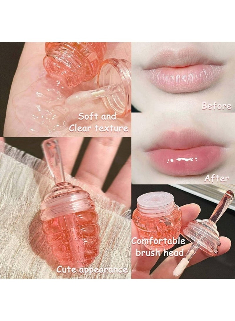 DIXI Honey Lip Oil Set, 2pcs Moisturizing Cute Lip Gloss Gift Set, Jelly Honey Lip Oil Gloss, Colorless Lip Care Oils For Very Dry Lips, Plumping & Hydrating Lip Glow Oil Lip Care Products - Image 3