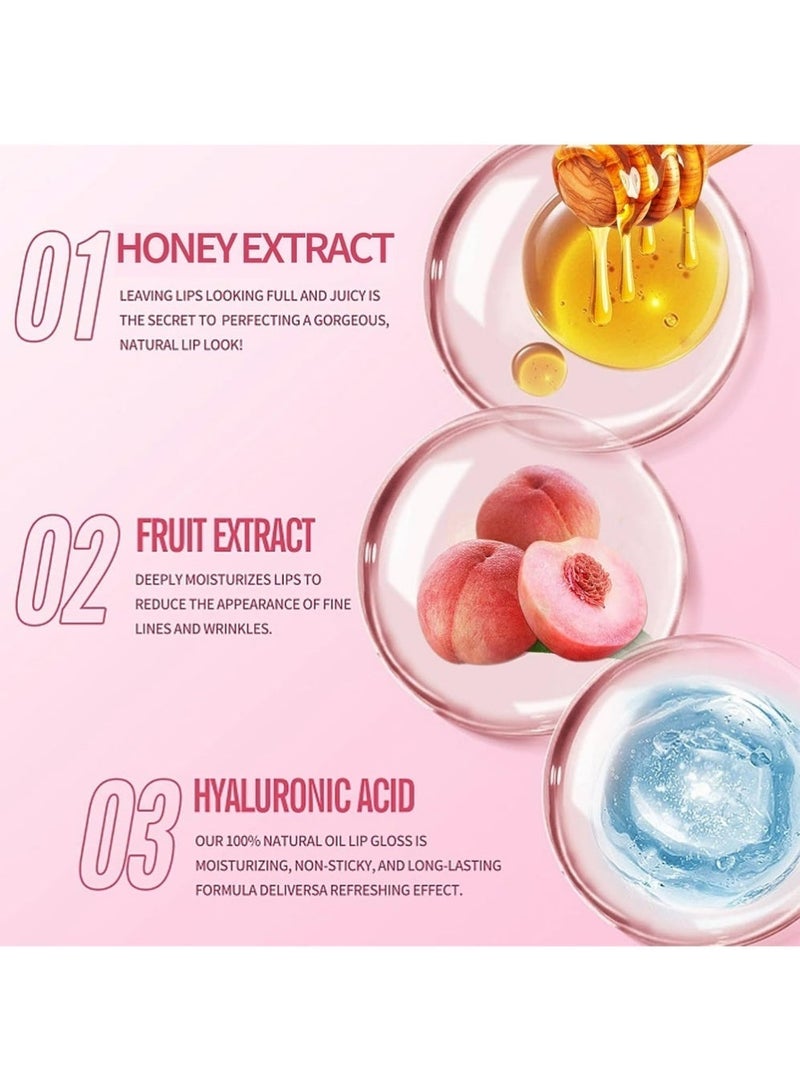 DIXI Honey Lip Oil Set, 2pcs Moisturizing Cute Lip Gloss Gift Set, Jelly Honey Lip Oil Gloss, Colorless Lip Care Oils For Very Dry Lips, Plumping & Hydrating Lip Glow Oil Lip Care Products - Image 4