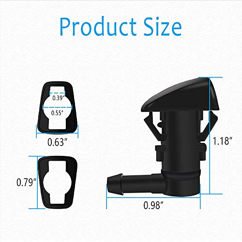 ASUBHA 2PCS Front Windshield Washer Nozzles, Single Hole Windshield Sprayer Nozzle Replacement for Most Cars, Replaces: #55157323AA, 55157352AA, 55372143AB, 68260443AA, 55079049AA, 15247800 - Image 2