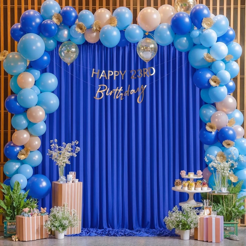 PARTISKY 40x10FT Royal Blue Backdrop Curtains for Wedding Parties, Wrinkle Free Polyester Photography Backdrop Drapes for Baby Shower Birthday Parties Stage Background Stand Decorations 4x10ft,10 Panels - Image 4