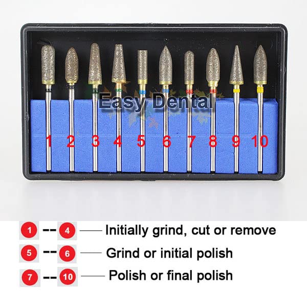 Airgoesin 10pcs Sintered Diamond Grinding Bur Drill Bit Diamond Bur Set with 3/32" Shank Universal Rotary Tool Accessories for Ceramic Porcelain Stone Steel Carving, DIY Grinding, Polishing, Engraving - Image 5