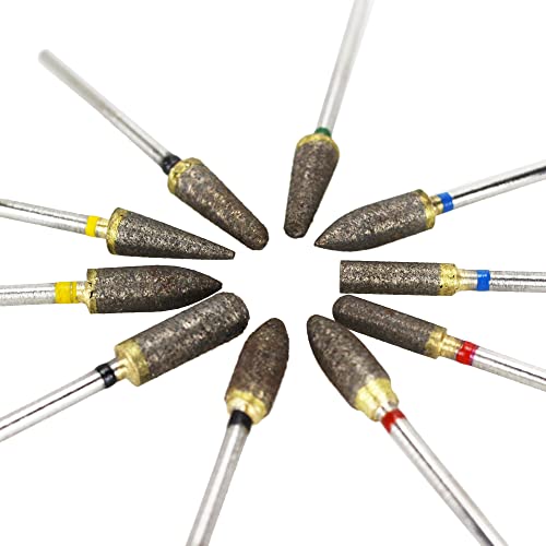 Airgoesin 10pcs Sintered Diamond Grinding Bur Drill Bit Diamond Bur Set with 3/32" Shank Universal Rotary Tool Accessories for Ceramic Porcelain Stone Steel Carving, DIY Grinding, Polishing, Engraving - Image 1