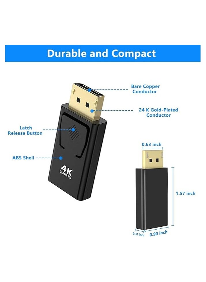 erorex 4K DisplayPort to HDMI Adapter, 2 Pack Uni-Directional DP PC to HDMI Monitor Converter, 4K Ultra HD DP Display Port to HDMI Adapter(Male to Female), Compatible for Lenovo Dell HP and Other Brand  - Image 3