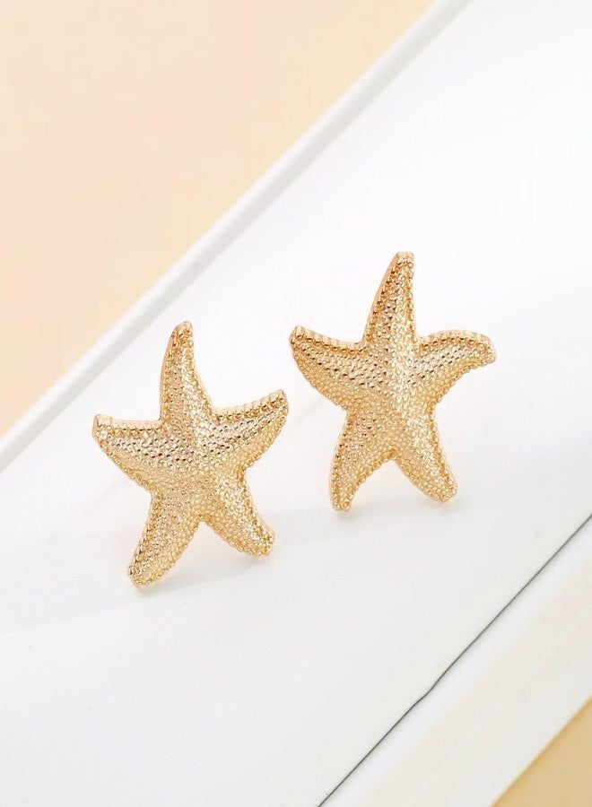 WanBigVa Gold Starfish Earrings for Women,14k Small Starfish Stud Earrings Lightweight Boho Ocean Seashell Earring Trendy Summer Beach Jewelry Gifts - Image 4