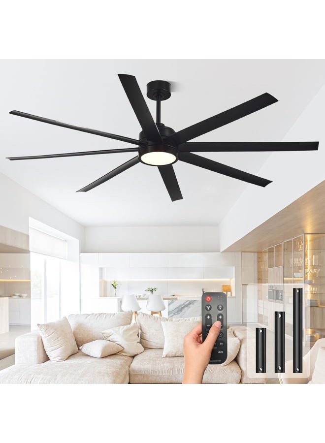 Conciseer Modern Ceiling Fans with Lights, 72 Inch Ceiling Fan with Light and Remote Control, Bedroom, Living Room, Library, Cafe, Outdoor/Industrial Area, Dimmable in 3 Circ - Image 1