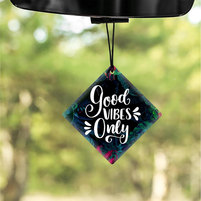 DECOCRU Good Vibes Only Car Hanging | Acrylic Motivational Gift for Car Interior | Car Ornaments (2.5 x 2.5 Inch) - Image 1
