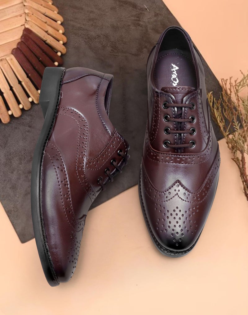 ARAMISH Brown Pure Genuine Leather Formal Derby Lace Up Shoes for Boys- 5 UK - Image 3