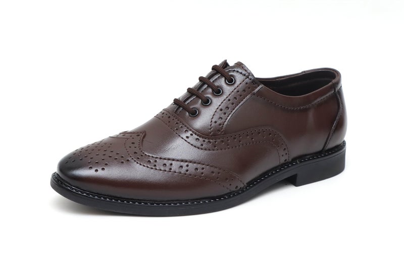ARAMISH Brown Pure Genuine Leather Formal Derby Lace Up Shoes for Boys- 5 UK - Image 1