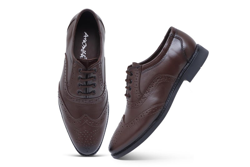 ARAMISH Brown Pure Genuine Leather Formal Derby Lace Up Shoes for Boys- 5 UK - Image 4