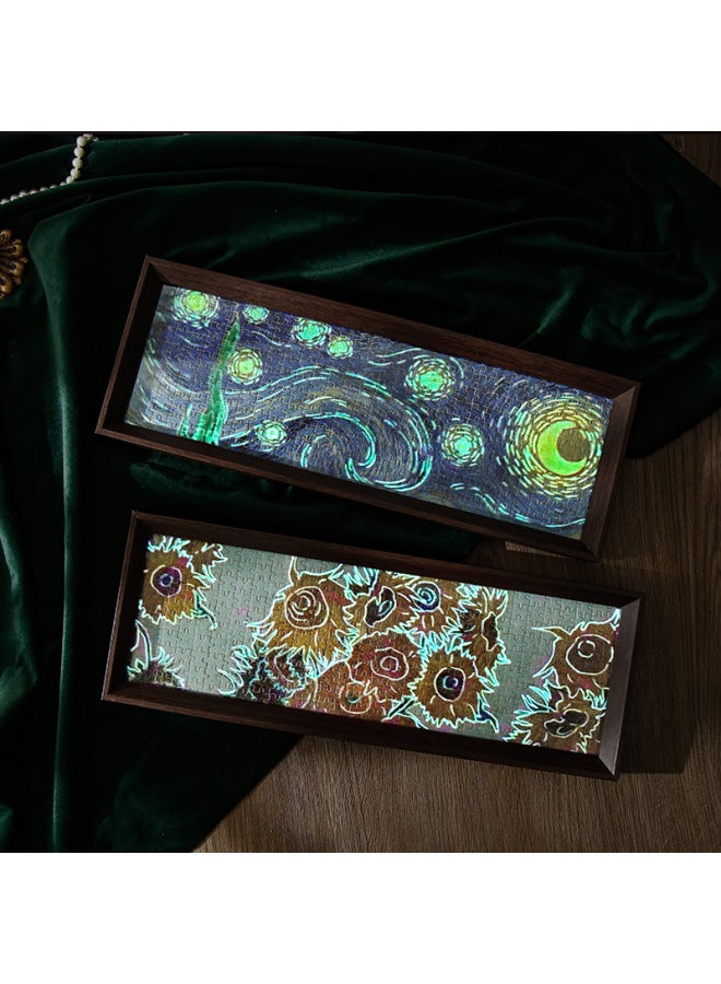 Loquat Yueran Puzzle Gift Box Big Artist Luminous Famous Painting Puzzle Gift Student Inspirational Text Desktop Photo Frame Ornaments-Color:Luminous Puzzle 300 Pieces--sunrise Impression - Image 3