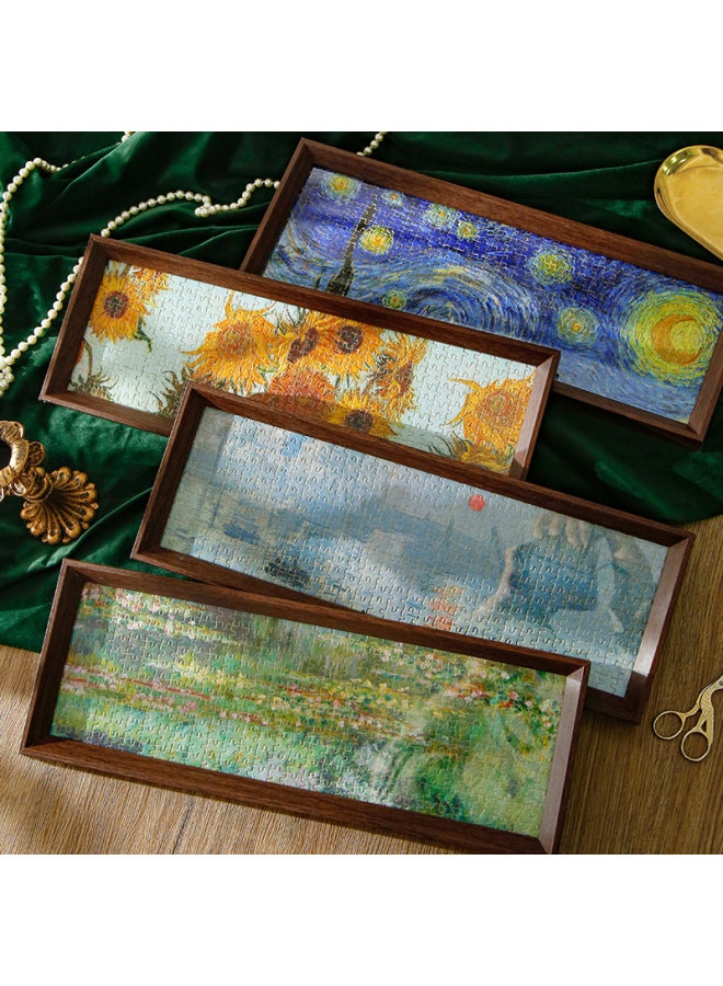 Loquat Yueran Puzzle Gift Box Big Artist Luminous Famous Painting Puzzle Gift Student Inspirational Text Desktop Photo Frame Ornaments-Color:Luminous Puzzle 300 Pieces--sunrise Impression - Image 2