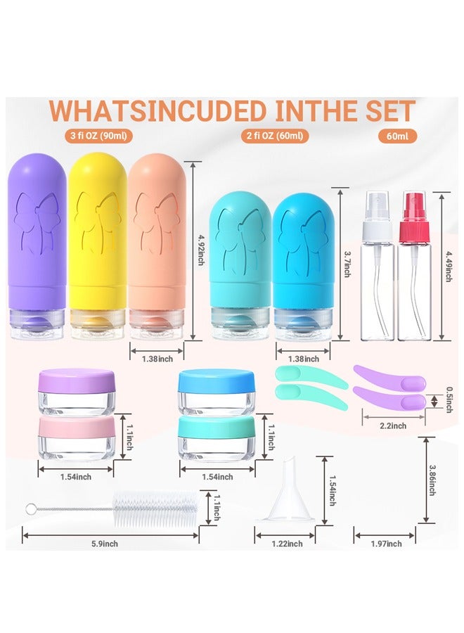 يالونج زجاجات مستحضرات تجميل للسفر، عبوة من 18 قطعة، معتمدة من إدارة أمن النقل، سعة 90 مل، عبوات مستحضرات تجميل بحجم السفر، خالية من مادة BPA، مانعة للتسرب، قابلة لإعادة التعبئة، سيليكون سائل قابل للضغط، زجاجات شامبو وبلسم للسفر مانعة للتسرب - Image 2