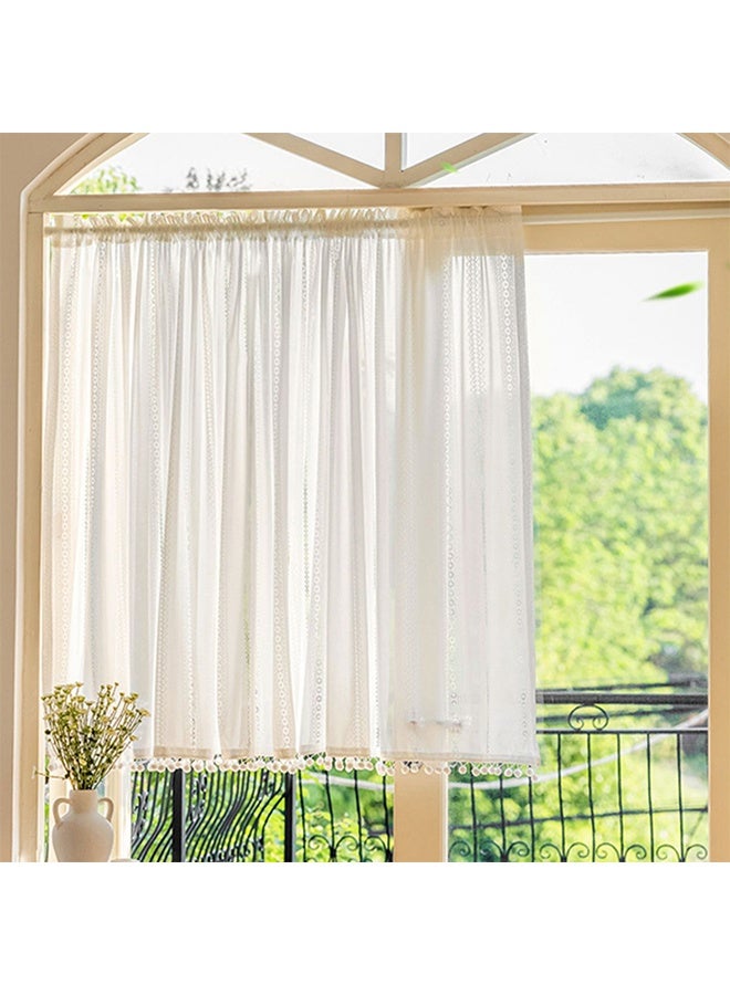 ستائر بوهو شرابة كروشيه للمطبخ غرفة المعيشة ستائر بوهيمية عتيقة ذات جيب قضيب ستائر بوهيمية هندسية مخططة ومحبوكة من الدانتيل - Image 4