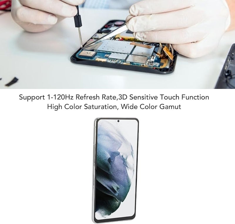 6.7 بوصة شاشة LCD تجميع ديجيتايزر 3D تعمل باللمس مع إطار لسامسونج S21 بلس 5G G996B G996U استبدال الشاشة الفضية - Image 4