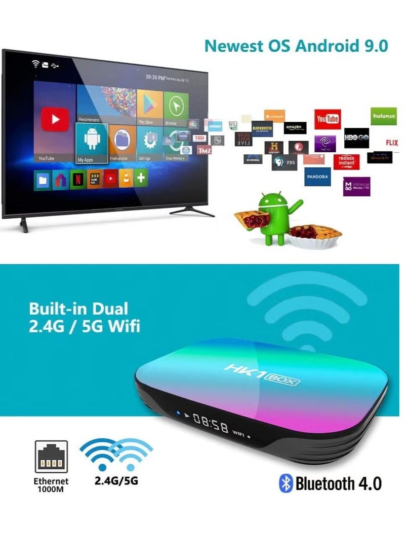 HK1 Box Android TV Box with 4GB RAM 32GB ROM | Amlogic S905X3 Quad-Core Processor for Smooth 4K UHD Streaming | Android OS Smart Media Player | WiFi Wireless Sharing via AirPlay, DLNA, Miracast | US - Image 2