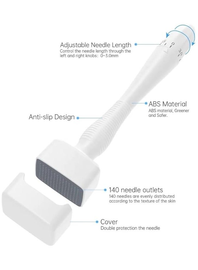 إسكدنيا ختم ديرما ميكرونيدل قابل للتعديل 140 دبابيس تيتانيوم للعناية ببشرة الوجه والجسم ونمو الشعر للرجال والنساء - Image 4