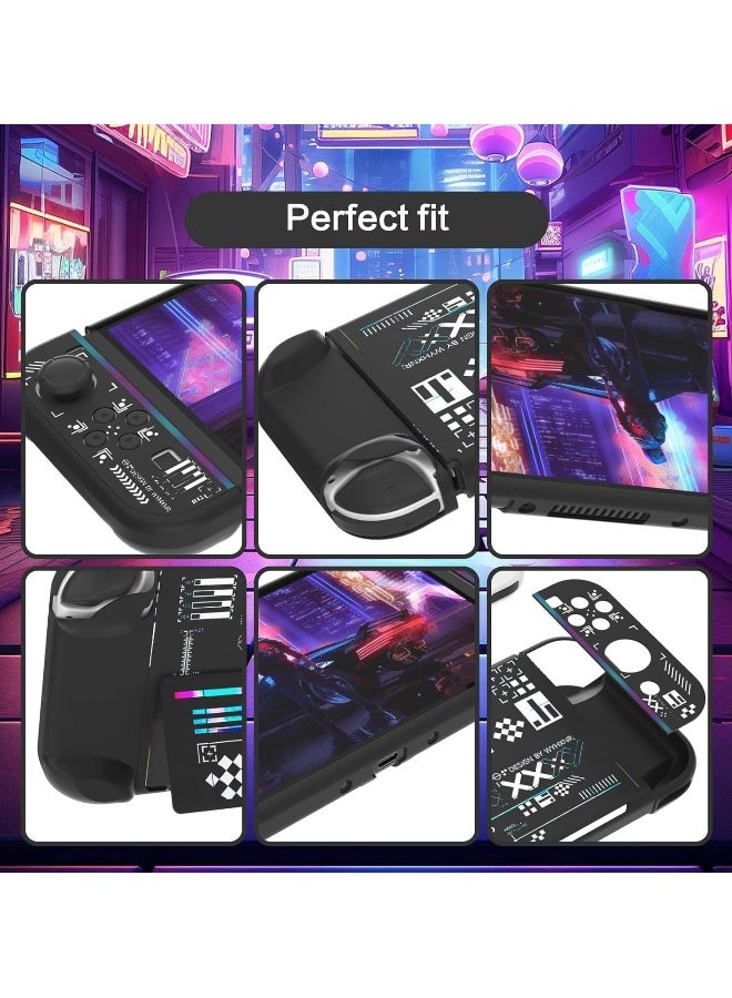 Cases compatible with Nintendo Switch OLEDs, Cool Printstream Hard Black Cases, NS OLED Model Shock and Scratch Resistant Cases - Image 3