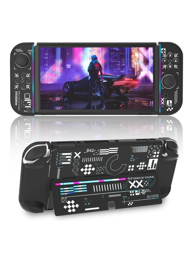 Cases compatible with Nintendo Switch OLEDs, Cool Printstream Hard Black Cases, NS OLED Model Shock and Scratch Resistant Cases - Image 1
