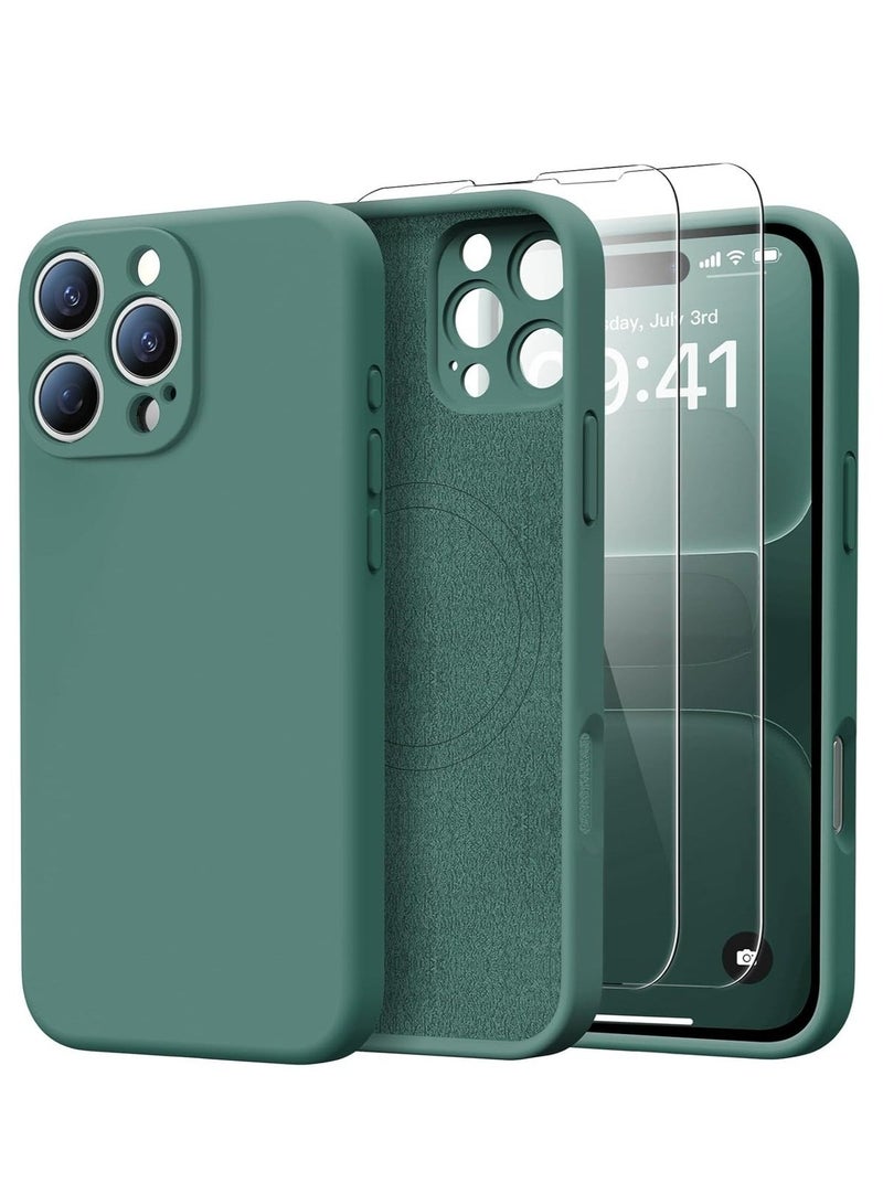 ELTRAZONE ELTRAZONE iPhone 16 Pro Max Case with 2 Screen Protectors - MagSafe Compatible, Upgraded Camera Protection, Liquid Silicone Protective Case (6.9”) - Dark Green