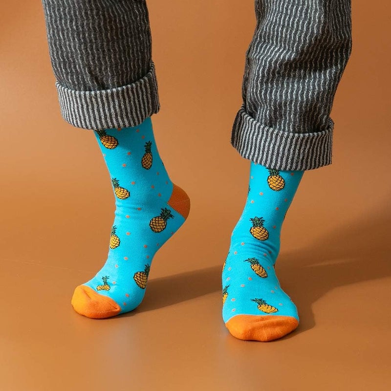 BISOUSOX Mens Dress Socks Funny Fun Colorful Crazy Funky Crew Socks for Men Novelty Happy Cotton Size 9-12 - Image 4