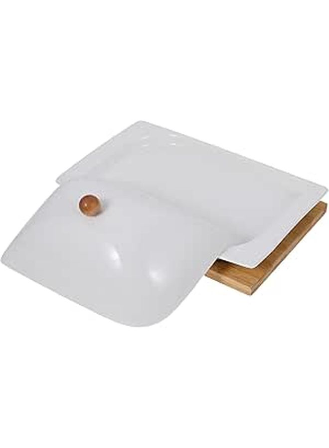 Large Rectangular Wooden Butter Dish With Lid For Fridge Storage Cheese Container - Image 1